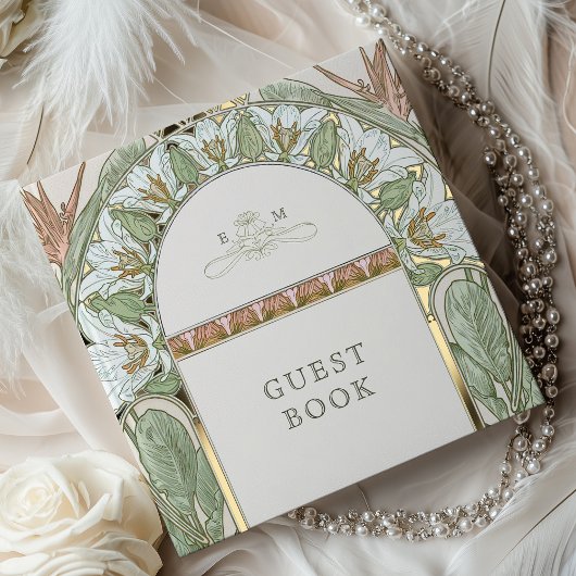 Strelitzia Gold Wedding Art Nouveau Gastenboek