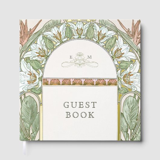 Strelitzia Gold Wedding Art Nouveau Gastenboek (Voorkant)