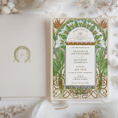 Strelitzia Kleurrijke bruiloft Art Nouveau Mucha Kaart