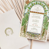 Strelitzia Kleurrijke bruiloft Art Nouveau Mucha Kaart