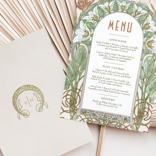 Strelitzia Menu Huwelijk  Art Nouveau Kaart
