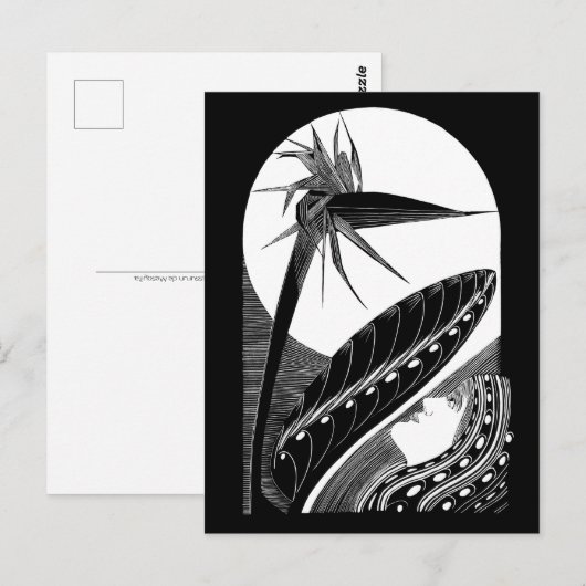 Strelitzia overvol - zwarte en witte  kunst briefkaart (Voorkant / Achterkant)