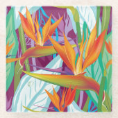 Strelitzia Pattern Glazen Onderzetter (Voorkant)