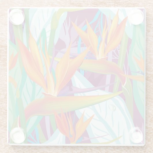 Strelitzia Pattern Glazen Onderzetter (Achterkant)