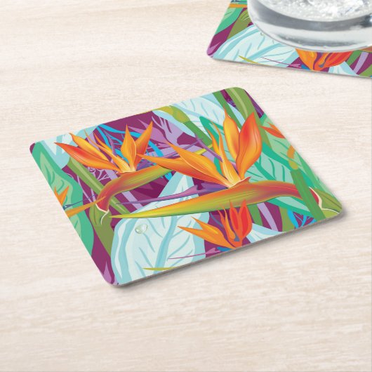 Strelitzia Pattern Kartonnen Onderzetters (Schuin)