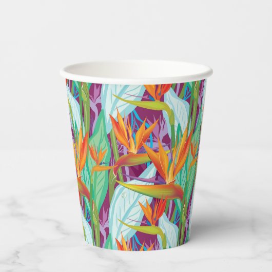 Strelitzia Pattern Papieren Bekers (Achterkant)