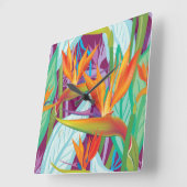 Strelitzia Pattern Vierkante Klok (Hoek)