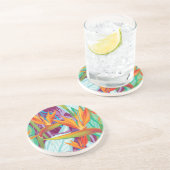 Strelitzia Pattern Zandsteen Onderzetter (Zijkant)