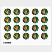 Strelitzia. Vogel van de paradijsbloem. Ronde Sticker (Vel)