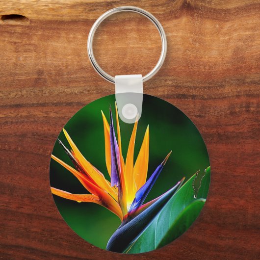 Strelitzia. Vogel van de paradijsbloem. Sleutelhanger (Voorkant)