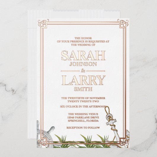 Streng en Roos Gold Traditional Wedding Folie Uitnodiging (Envelop)