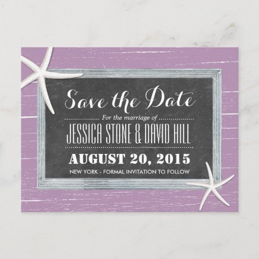 Streng Startvis Violet Weathered Wood Bespaar de d Aankondigingskaart (Voorkant)