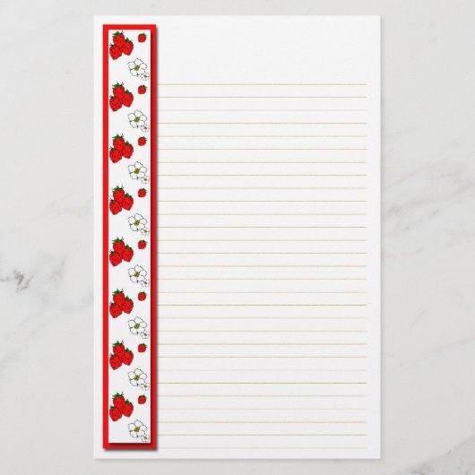 Strenge en gebluste aardbeien briefpapier (Voorkant)