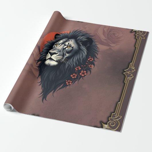 Strength and delicacy united, a black lion cadeaupapier (Uitgerold)