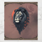 Strength and delicacy united, a black lion wijn etiket (Enkel label)