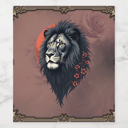 Strength and delicacy united, a black lion wijn etiket (Enkel label)