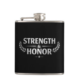 Strength and Honor Black Stainless Steel Hip Flask Heupfles