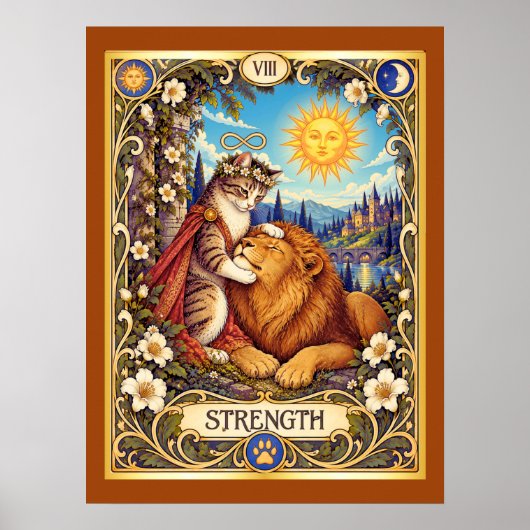 Strength Cat Tarot - Moed en Mededogen Poster (Voorkant)
