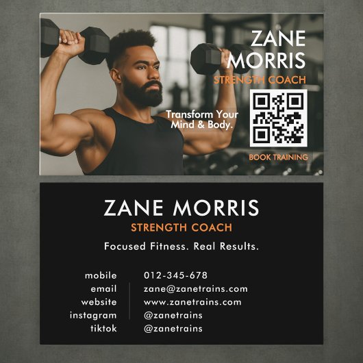 Strength Coach Photo QR Code Visitekaartje