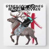 Strength Comes From Within Reindeer Vierkante Klok (Voorkant)
