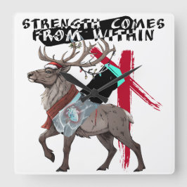 Strength Comes From Within Reindeer Vierkante Klok