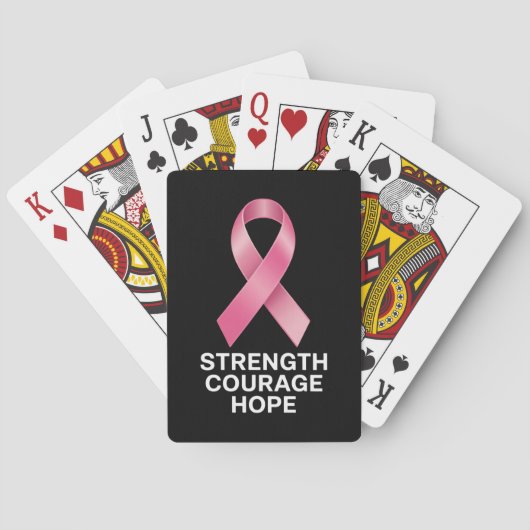Strength Courage Hope – Cancer Awareness Survivor  Pokerkaarten (Achterkant)