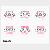 Strength Faith Courage Breast Cancer Awareness Ronde Sticker (Vel)