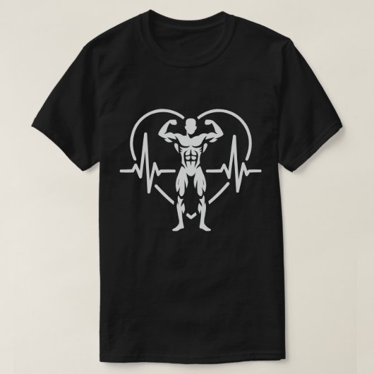 Strength Heartbeat Gym Motivation T-shirt (Design voorkant)
