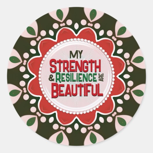 Strength Resilience Beautiful  Appreciation Words Ronde Sticker (Voorkant)