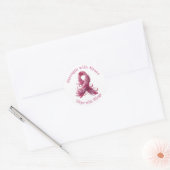 Strength with Grace – Pink Feather Breast Cancer  Ronde Sticker (Envelop)
