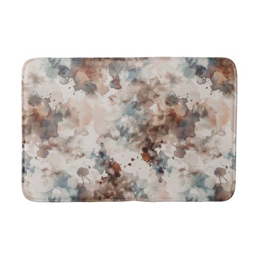 Strepen Abstract Blauw Crème Bruin Badmat (Voorkant)