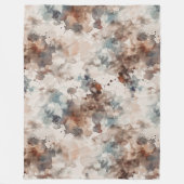 Strepen Abstract Blauw Crème Bruin Fleece Deken (Voorkant)