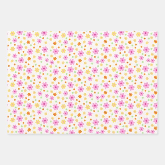 Strepen Abstract Kleurrijke Bloemen Vibrant Gift Inpakpapier Vel (Voorkant)