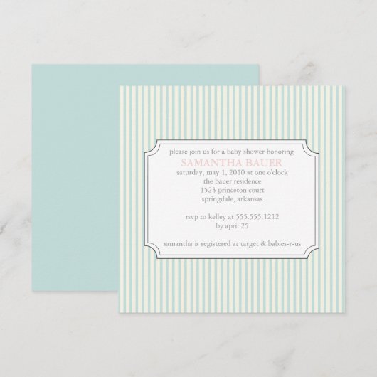 {strepen} baby shower uitnodiging (Voorkant / Achterkant)