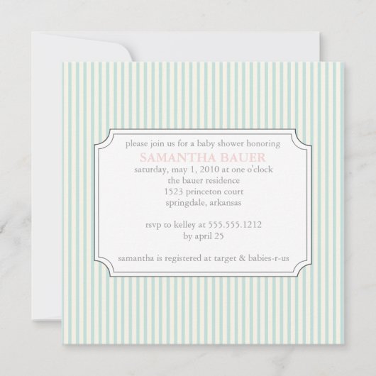 {strepen} baby shower uitnodiging (Voorkant)