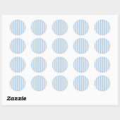 Strepen BabyBlauw & Wit Ronde Sticker (Vel)