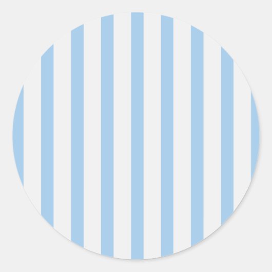 Strepen BabyBlauw & Wit Ronde Sticker (Voorkant)