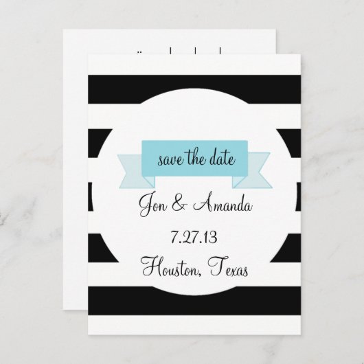 Strepen & banner Opslaan van de datum Briefkaart (Voorkant / Achterkant)