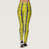 Strepen - Blauw en Geel (met bloemstukken) Leggings (Achterkant)