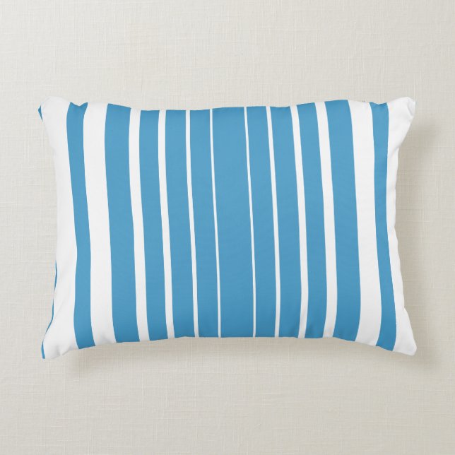 Strepen Blauw Wit Verticaal Accent Kussen (Voorkant)