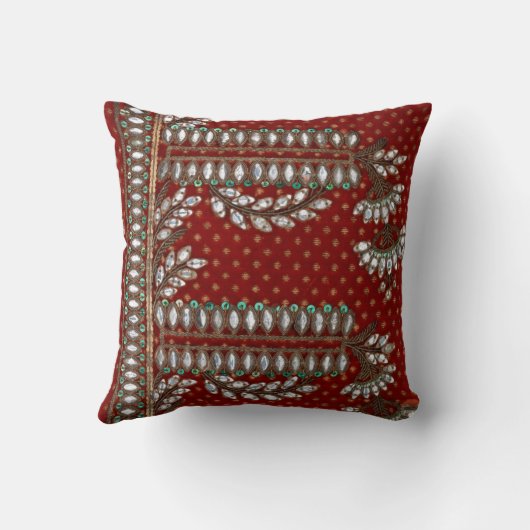 Strepen Bloemen  Elegant Brocade Indian Kussen (Achterkant)