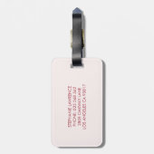 Strepen Bourgogne Blush Bloemmonogram Bagagelabel (Achterkant verticaal)