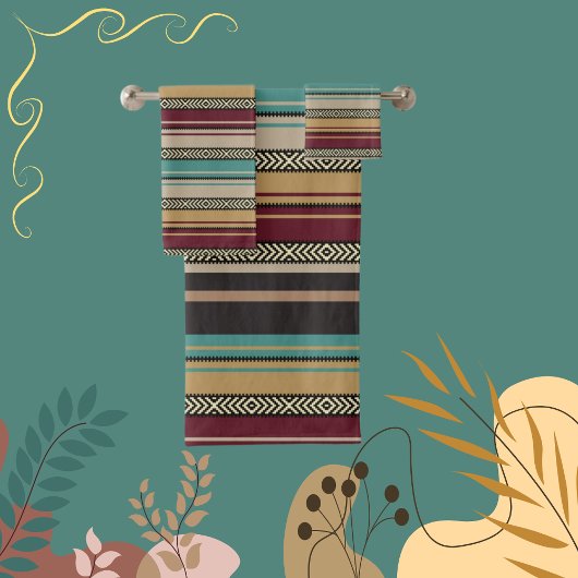 Strepen Bruin, Roest, Goud, Aqua Bad Handdoek