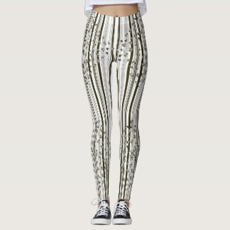 Strepen - BW met klokken en theepotten Leggings