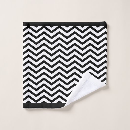 Strepen Chevron Zwart & Wit Strepen Bad Handdoek (Wasdoekje)