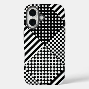 Strepen Controleer Harlequin Polka Dots Gemengd on iPhone 16 Hoesje