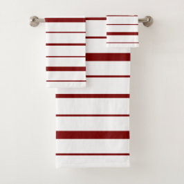 Strepen Design Burgundy op Wit Bad Handdoek