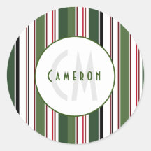  strepen Eenvoudig groen wit monogram