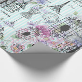 strepen Eiffeltoren collage florale Cadeaupapier (Hoek)