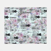  strepen Eiffeltoren collage florale Fleece Deken (Voorkant (Horizontaal))